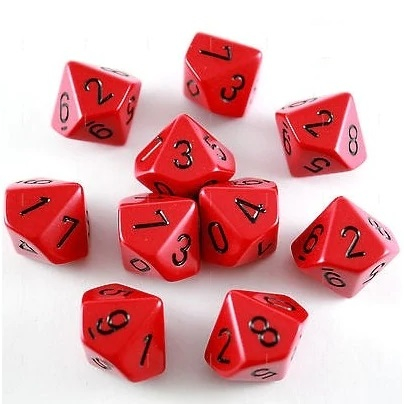 Zaruri - Chessex Opaque Polyhedral Dice Set Red/black D10 (10 dice)