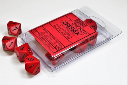 Chessex Opaque Polyhedral Dice Set Red/black D10 (10 dice) [1]