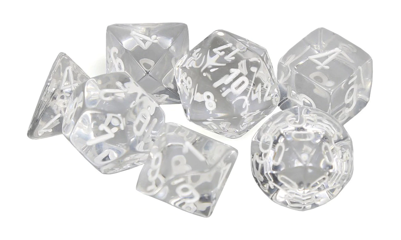 Zaruri - Chessex Translucent Polyhedral Dice Set Clear/white (7 dice)