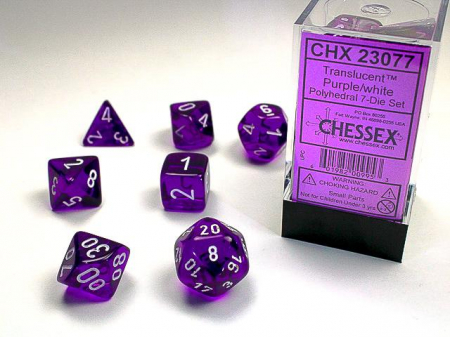 Zaruri - Chessex Translucent Polyhedral Dice Set Purple/white (7 dice)