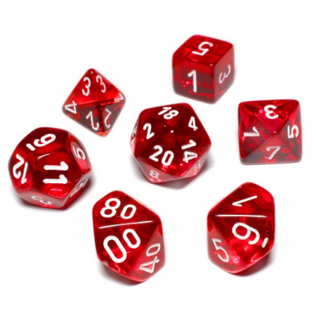Zaruri - Chessex Translucent Polyhedral Dice Set Red/white (7 dice)