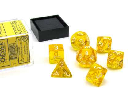 Zaruri - Chessex Translucent Polyhedral Dice Set Yellow/white (7 dice)