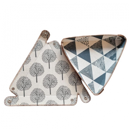 Dice trays & bags - Triangular Dice Tray with Leather Backing