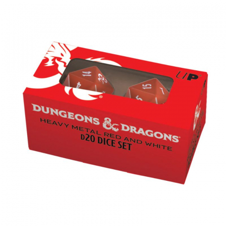 Zaruri - Ultra PRO Heavy Metal Red and White D20 Dice Set (2 dice)