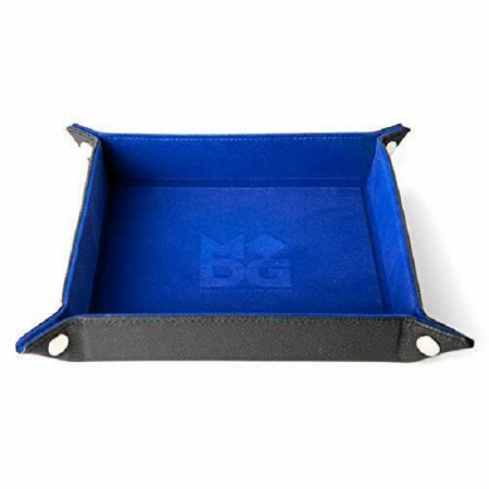 Accesorii - Velvet Folding Dice Tray with Leather Backing 10x10 - Blue
