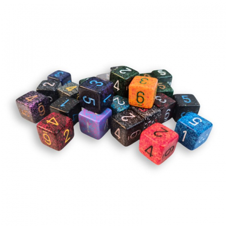 Zaruri - Zar D6: Regular (14mm) D6 Loose Speckled Dice with numbers (1 buc)