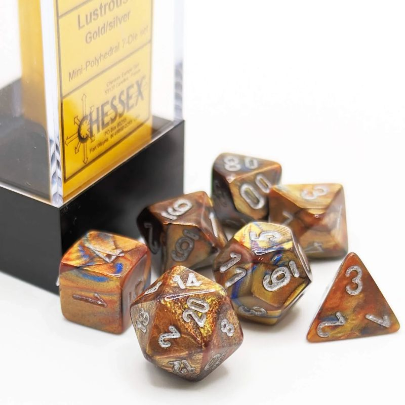Chessex Lustrous Mini-Polyhedral Dice Set Gold silver (7 dice)