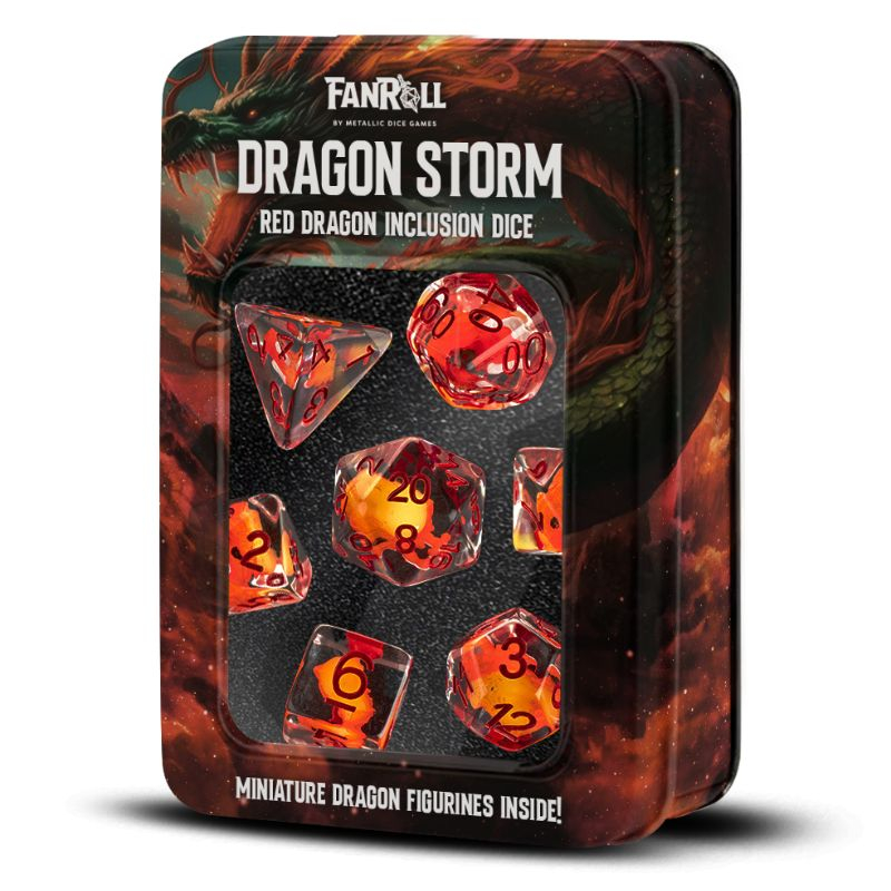 Dragon Storm Inclusion Resin Dice Set Red Dragon (7 dice)