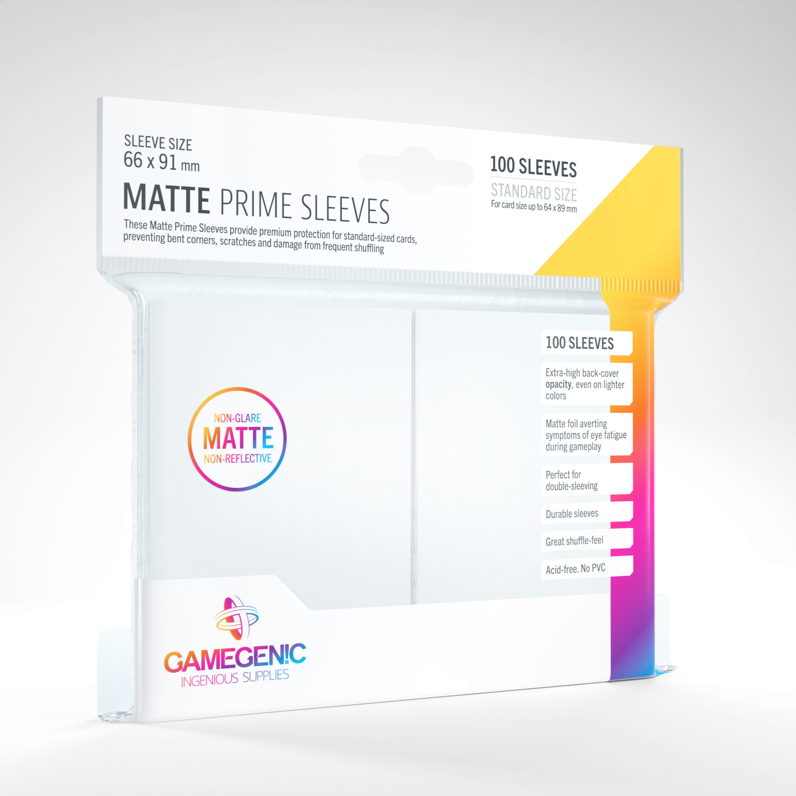 Gamegenic Standard Sleeves - Matte Prime White 64x89mm (100 buc)