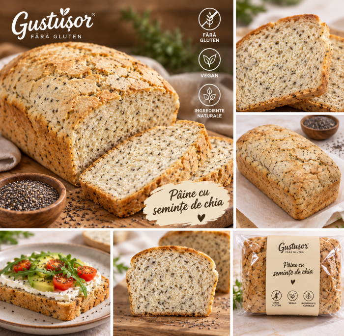 Pâine cu semințe de chia fără gluten Gustușor 500 g [3]