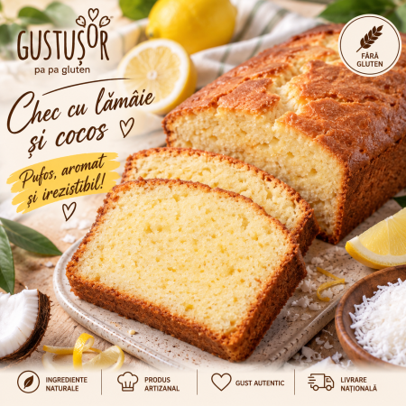 Patiserie dulce - Chec cu lămâie și cocos fără gluten – Gustușor