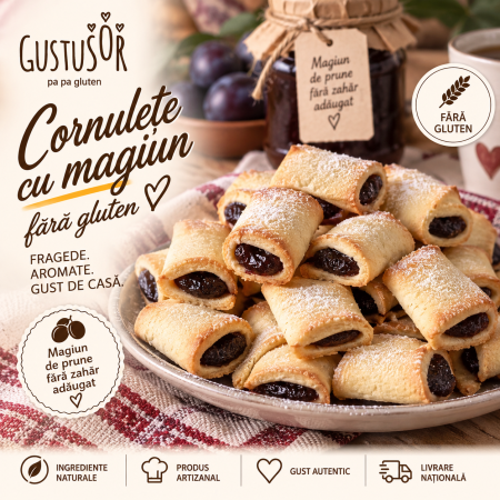 Patiserie dulce - Cornulețe cu magiun fără gluten – Gustușor