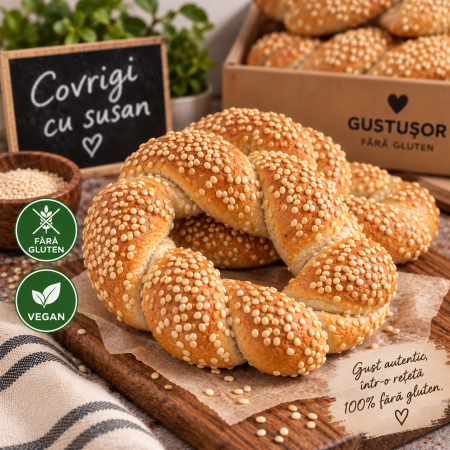 Pâine - Covrig cu susan fără gluten vegan Gustușor