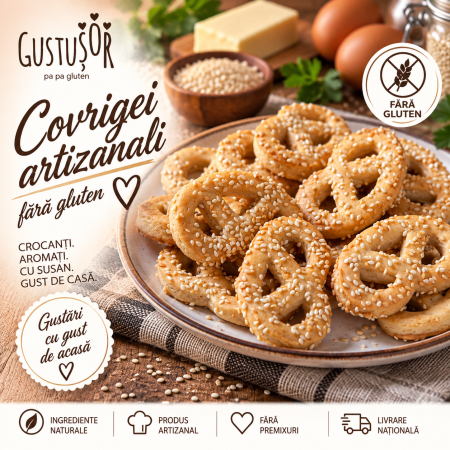 Patiserie sărată - Covrigei artizanali fără gluten cu susan – Gustușor