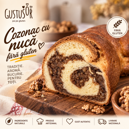 Patiserie dulce - Cozonac cu nucă fără gluten – Gustușor