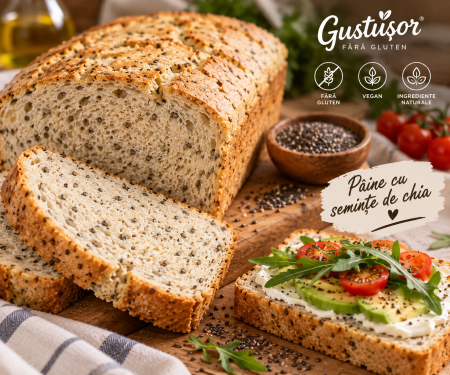 Pâine - Pâine cu semințe de chia fără gluten Gustușor 500 g