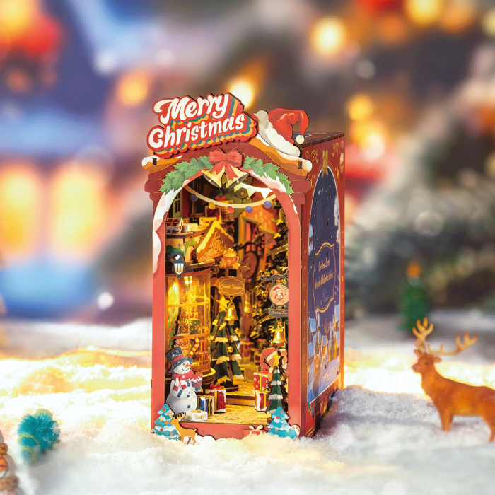 Puzzle 3D, Book Nook, Christmas Street, 289 piese, lemn [2]