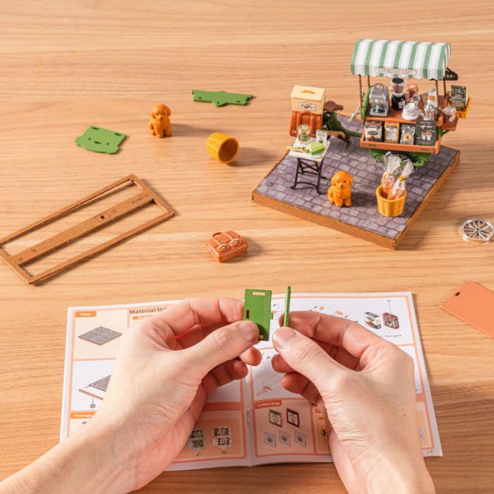 Puzzle 3D, Casuta DIY, Aromatic Coffee Cart, 162 piese [3]