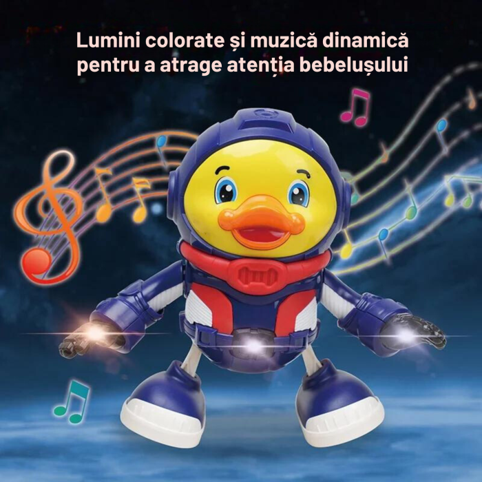 Jucarie interactiva pentru copii model RATOI ASTRONAUT, DABISY, muzica si lumini, design inovativ si lumini, 3 moduri dans, albastru galben, +1 an [6]