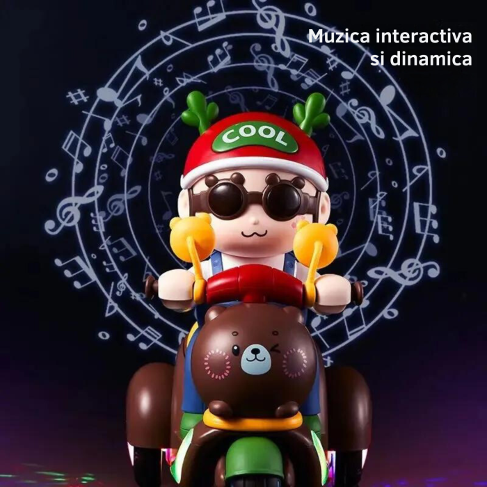 Jucarie interactiva URSUL MOTOCICLIST, DABISY, muzica si lumini, functii cascadorii si dans, pentru copii + 3 ani, multicolor [7]
