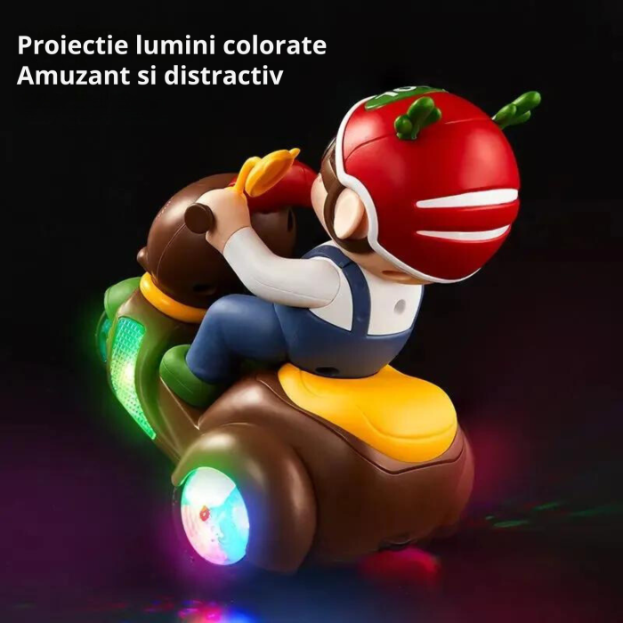 Jucarie interactiva URSUL MOTOCICLIST, DABISY, muzica si lumini, functii cascadorii si dans, pentru copii + 3 ani, multicolor [5]
