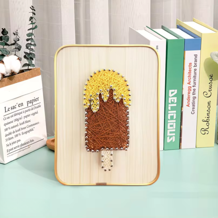 Kit artizanal String Art cu fir pentru copii si adulti, model INGHETATA, efect 3D [3]