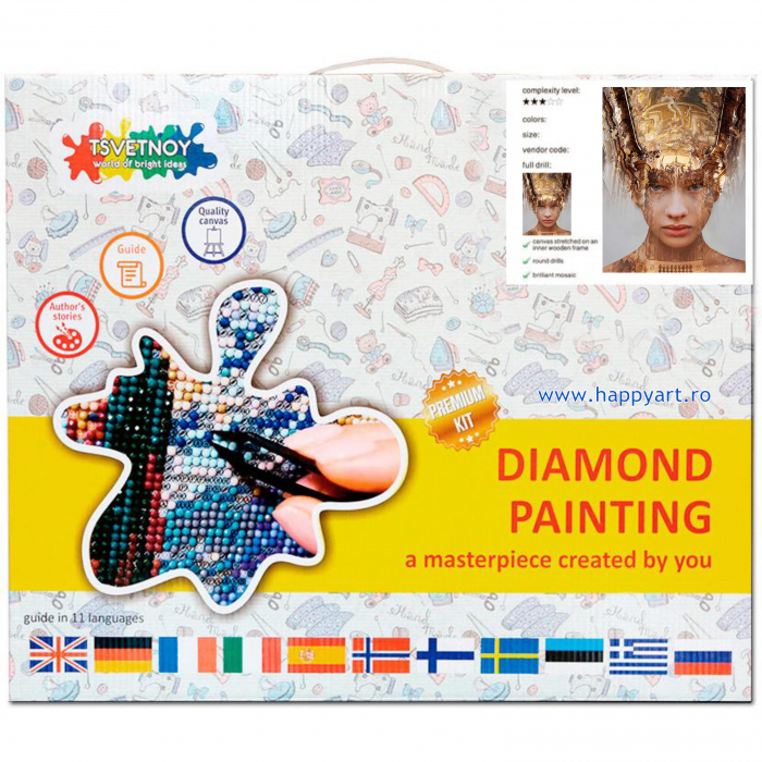 Kit goblen cu diamante, cu sasiu, Beauty of History, 50X65 cm, diamante rotunde, 33 culori, nivel avansat, LMC028 [3]