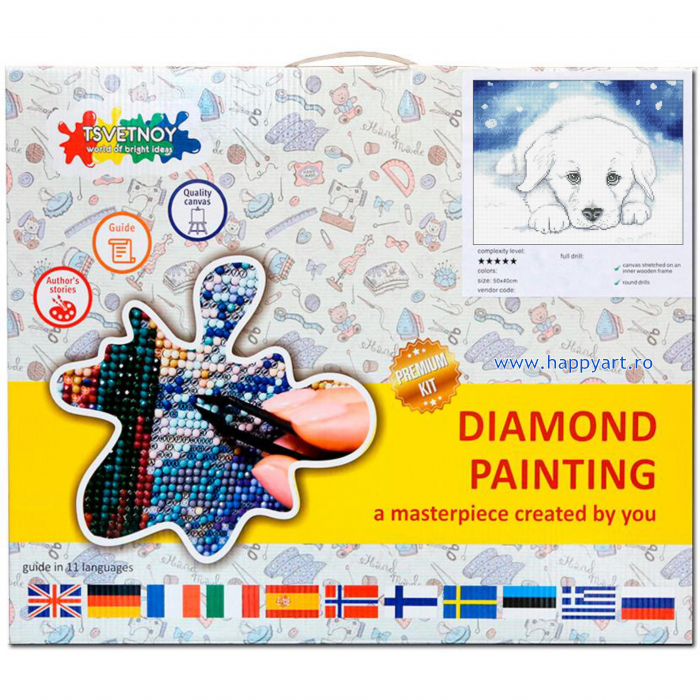 Kit goblen cu diamante, cu sasiu, Aducand fericirea, 40X50 cm, diamante rotunde, 20 culori, nivel avansat, LG079 [3]