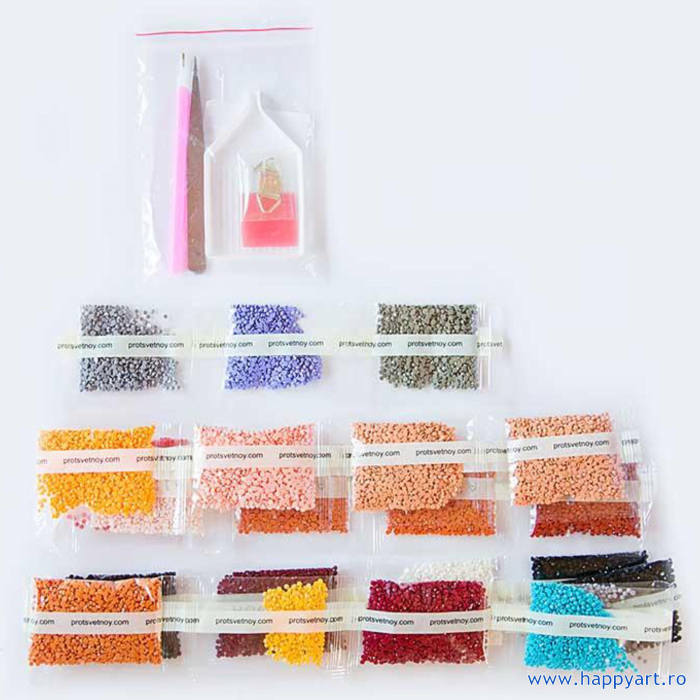 Kit goblen cu diamante, cu sasiu, Frumusete orientala, 50X65 cm, diamante rotunde, 20 culori, nivel avansat, LMC010 [6]