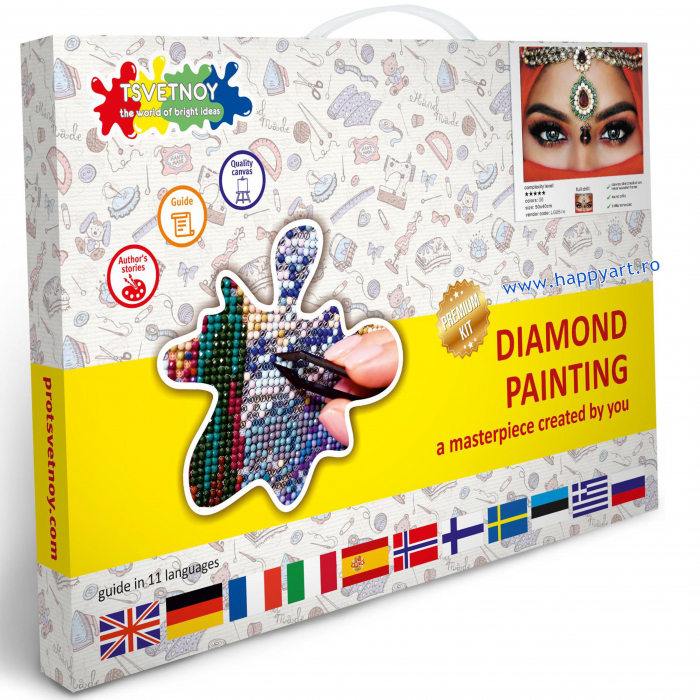 Kit goblen cu diamante, cu sasiu, Ochii orientului, 40X50 cm, diamante rotunde, 33 culori, nivel avansat, LG292 [3]