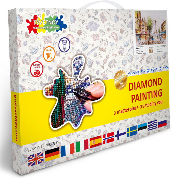 Kit goblen cu diamante, cu sasiu, Impresionantul Paris, 40X50 cm, diamante rotunde, 34 culori, nivel avansat, LG252 [3]