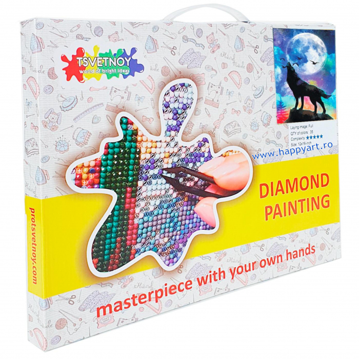 Kit goblen cu diamante, cu sasiu, Luna plina, 40X50 cm, diamante rotunde, 16 culori, nivel avansat, LG230 [5]