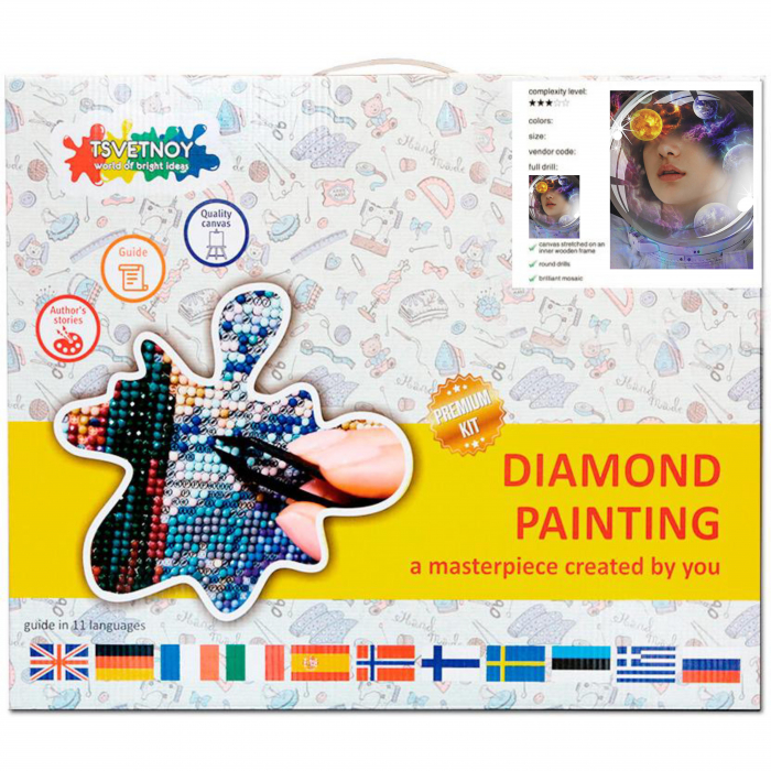 Kit goblen cu diamante, cu sasiu, Dream of universe, 40X50 cm, diamante rotunde, 35 culori, nivel avansat, LG296 [3]