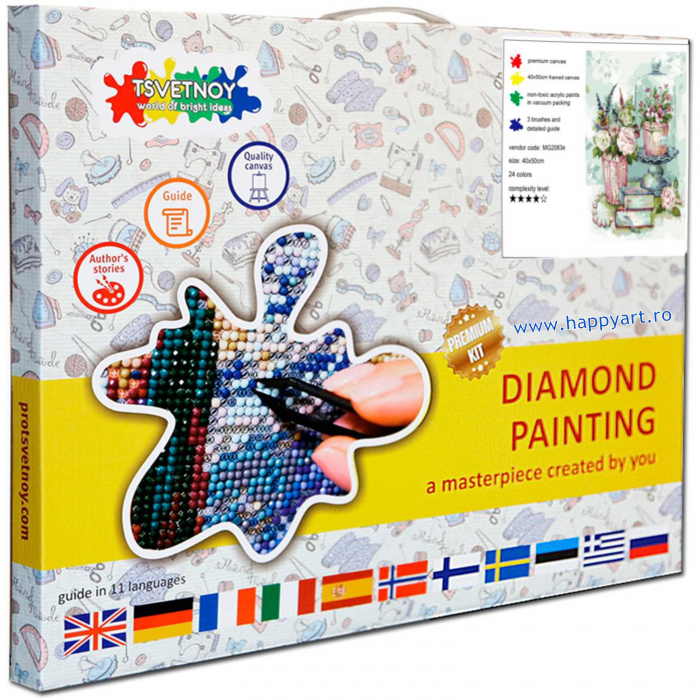 Kit goblen cu diamante, cu sasiu, Nice little things, 40X50 cm, diamante rotunde, 31 culori, nivel avansat, LG022 [4]