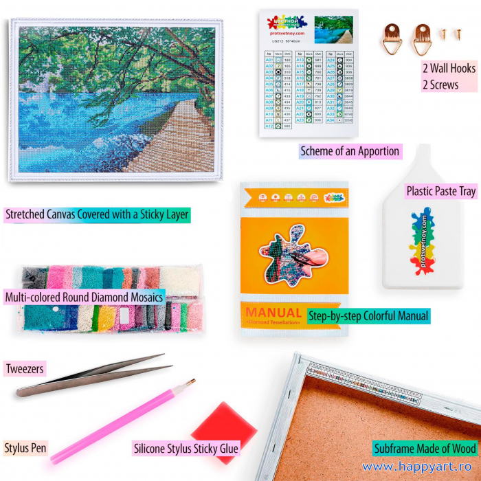 Kit goblen cu diamante, cu sasiu, Podul pitoresc, 40X50 cm, diamante rotunde, 34 culori, nivel avansat, LG212 [3]