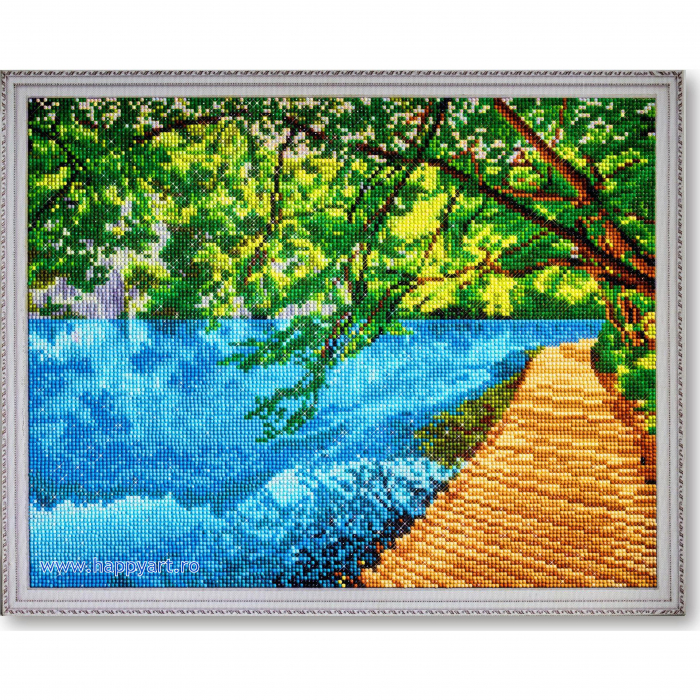 Kit goblen cu diamante, cu sasiu, Podul pitoresc, 40X50 cm, diamante rotunde, 34 culori, nivel avansat, LG212 [2]