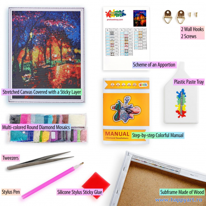 Kit goblen cu diamante, cu sasiu, Seara de toamna, 40X50 cm, diamante rotunde, 32 culori, nivel avansat, LG286Kit goblen cu diamante, cu sasiu, Seara de toamna, 40X50 cm, diamante rotunde, 32 culori, nivel avansat, LG286 [2]