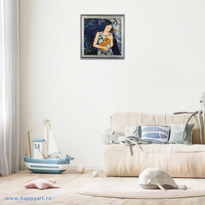 Kit goblen cu diamante, fara sasiu, Muzica, 38X38 cm, diamante patrate, 50 culori, nivel avansat, DE7124 [3]