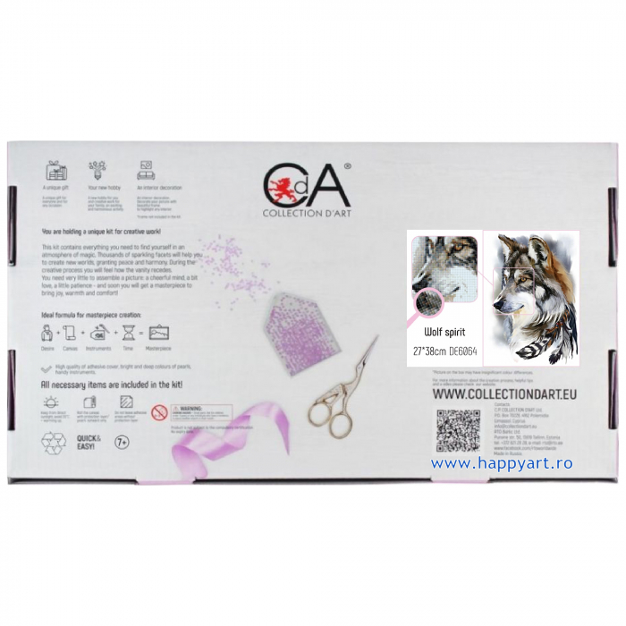 Kit goblen cu diamante, fara sasiu, Spiritul lupului, 27X38 cm, diamante patrate, 36 culori, nivel avansat, DE6064 [5]