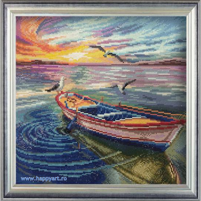 Kit goblen cu diamante, fara sasiu, Apus de soare, 38X38 cm, diamante patrate, 65 culori, nivel avansat, DE7119 [4]