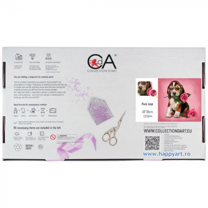 Kit goblen cu diamante, fara sasiu, Trandafir, 38X38 cm, diamante patrate, 46 culori, nivel avansat, DE6044 [5]