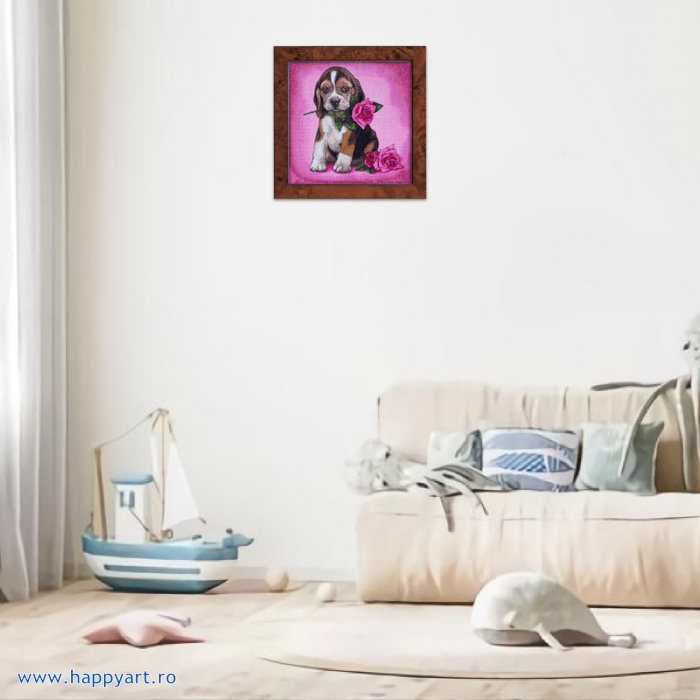 Kit goblen cu diamante, fara sasiu, Trandafir, 38X38 cm, diamante patrate, 46 culori, nivel avansat, DE6044 [3]