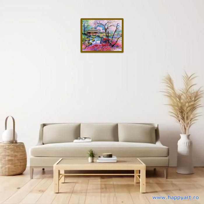 Kit goblen cu diamante, fara sasiu, Sakura, 48X38 cm, diamante patrate, 68 culori, nivel avansat, DE7111 [3]