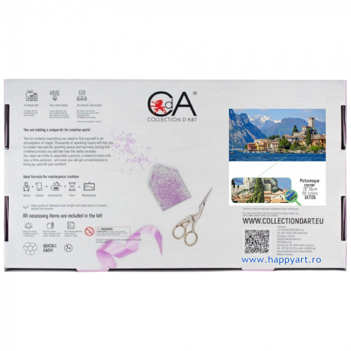 Kit goblen cu diamante, fara sasiu, Peisaj de vacanta, 70X38 cm, diamante patrate, 66 culori, nivel avansat, DE7136 [5]