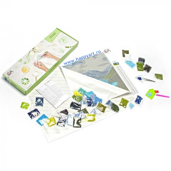 Kit goblen cu diamante, fara sasiu, Peisaj de vacanta, 70X38 cm, diamante patrate, 66 culori, nivel avansat, DE7136 [9]