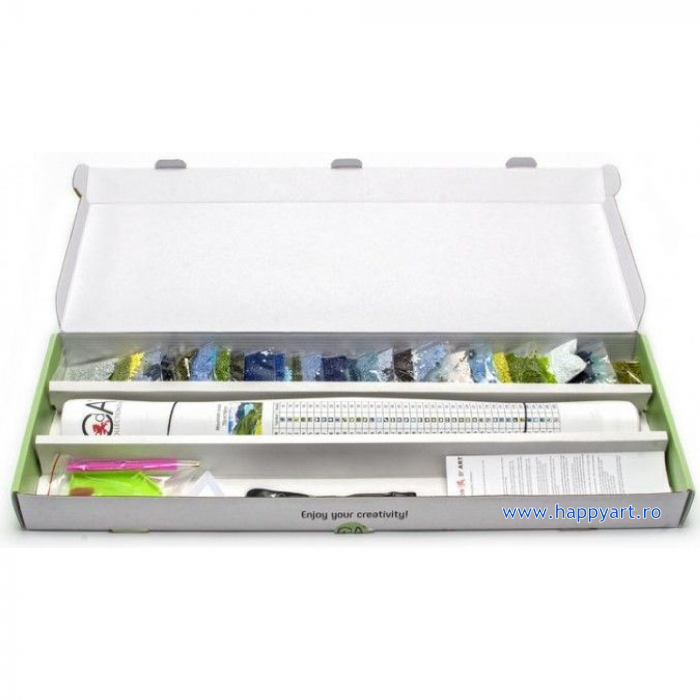 Kit goblen cu diamante, fara sasiu, Peisaj de vacanta, 70X38 cm, diamante patrate, 66 culori, nivel avansat, DE7136 [8]
