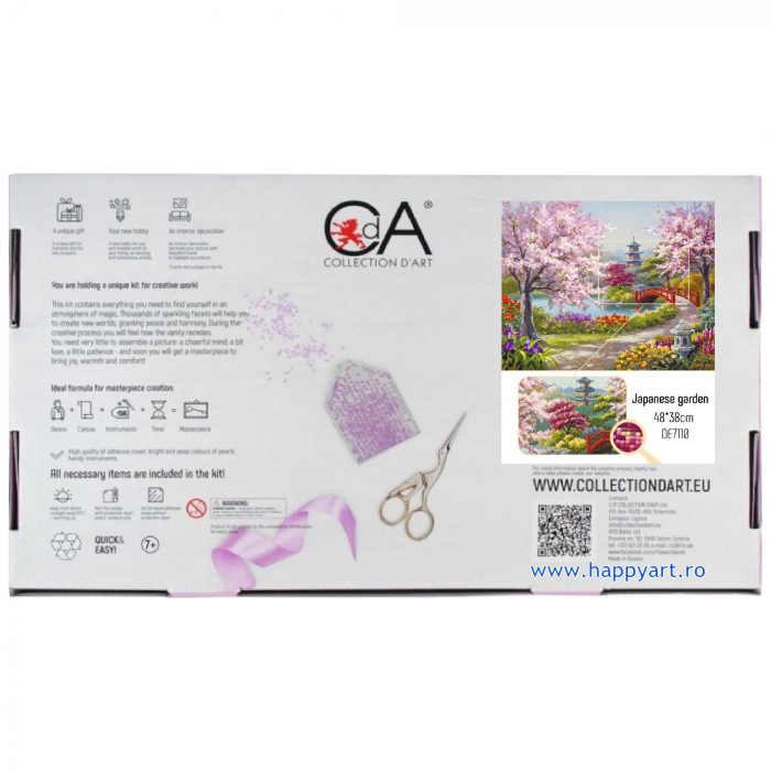 Kit goblen cu diamante, fara sasiu, Gradina japoneza, 48X38 cm, diamante patrate, 67 culori, nivel avansat, DE7110 [4]