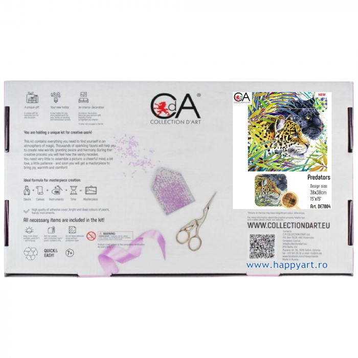 Kit goblen cu diamante, fara sasiu, Pantera & Ghepardul, 38X38 cm, diamante patrate, 41 culori, nivel avansat, DE7004 [4]