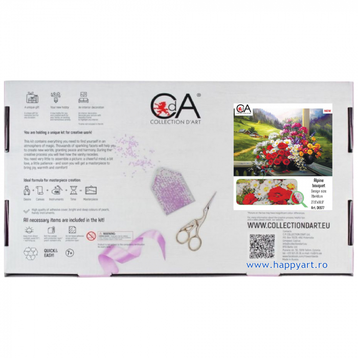 Kit goblen cu diamante, fara sasiu, Buchet alpin, 70X48 cm, diamante patrate, 49 culori, nivel avansat, DE677 [4]