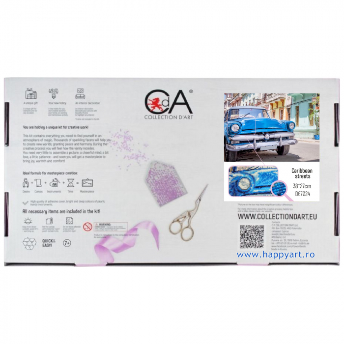 Kit goblen cu diamante, fara sasiu, Masina albastra, 38X27 cm, diamante patrate, 51 culori, nivel avansat, DE7024 [5]